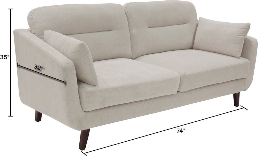 Alt View 13. Serta - Sierra Mid-Century 3-Seat Fabric Sofa - Ivory.