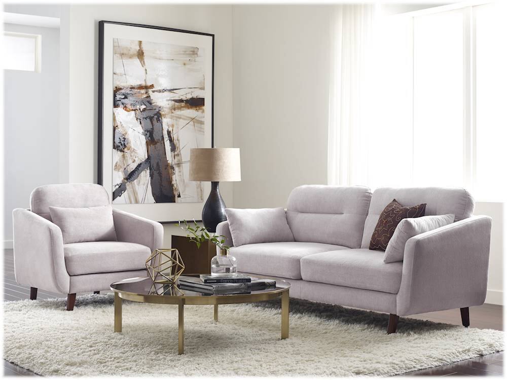 Alt View 18. Serta - Sierra Mid-Century 3-Seat Fabric Sofa - Ivory.