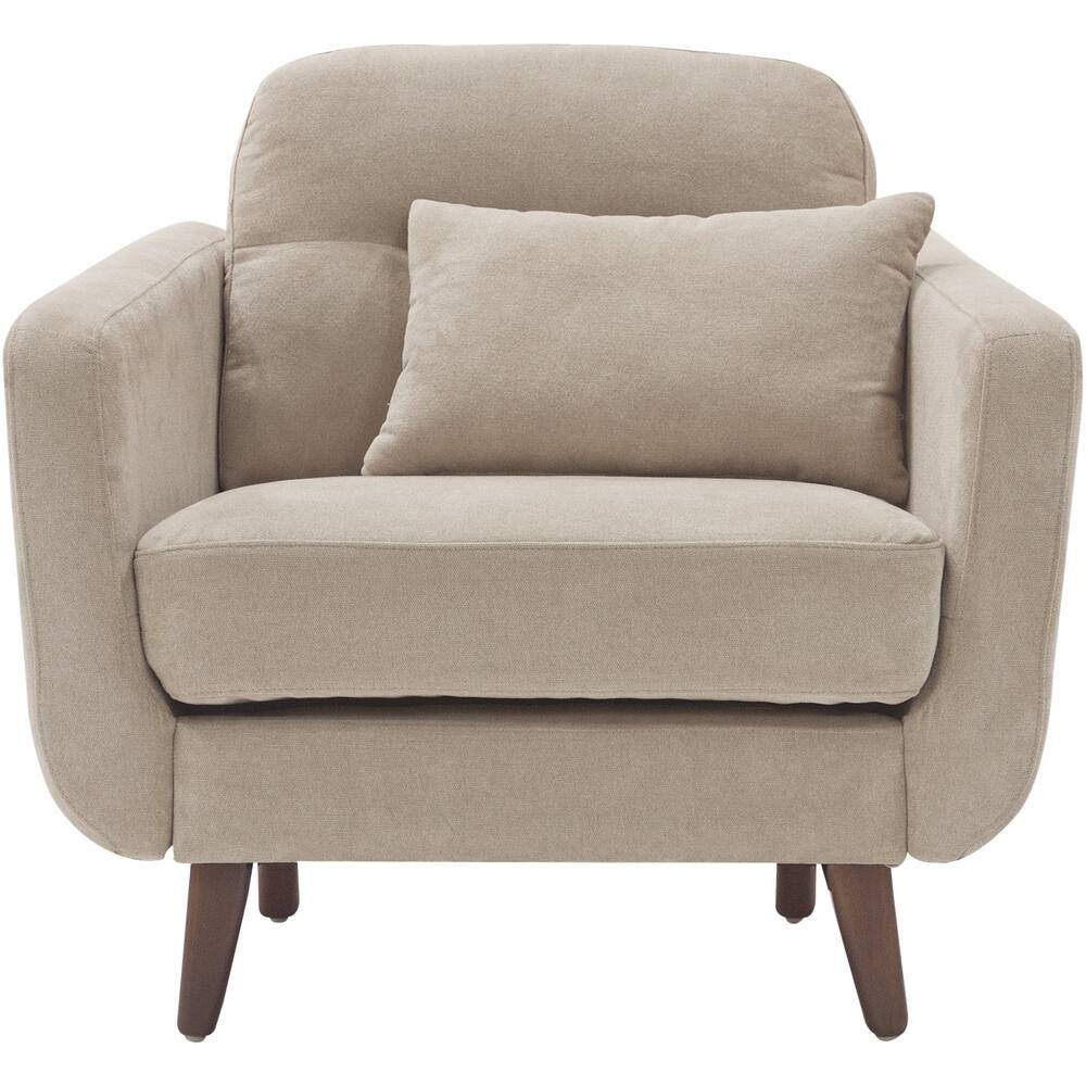 Front. Elle Decor - Mid-Century Modern Armchair - Beige.