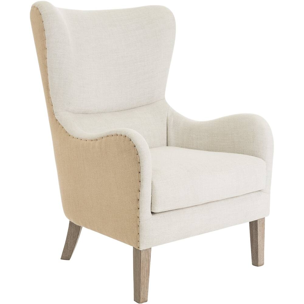 Left View: Finch - Classic Wing Chair - Beige