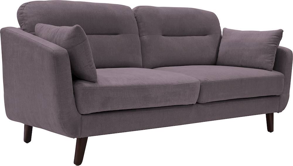 Angle. Elle Decor - Chloe Mid-Century Modern 3-Seat Fabric Sofa - Dark Gray.