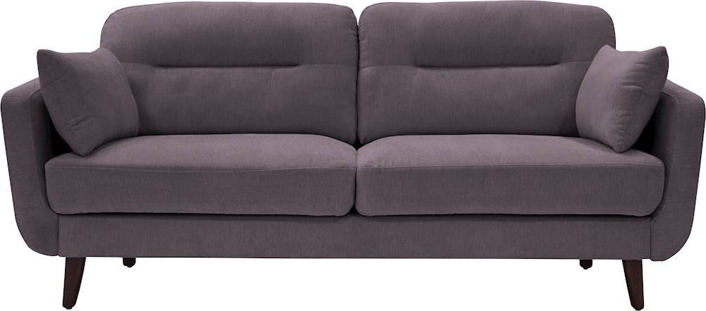 Front. Elle Decor - Chloe Mid-Century Modern 3-Seat Fabric Sofa - Dark Gray.