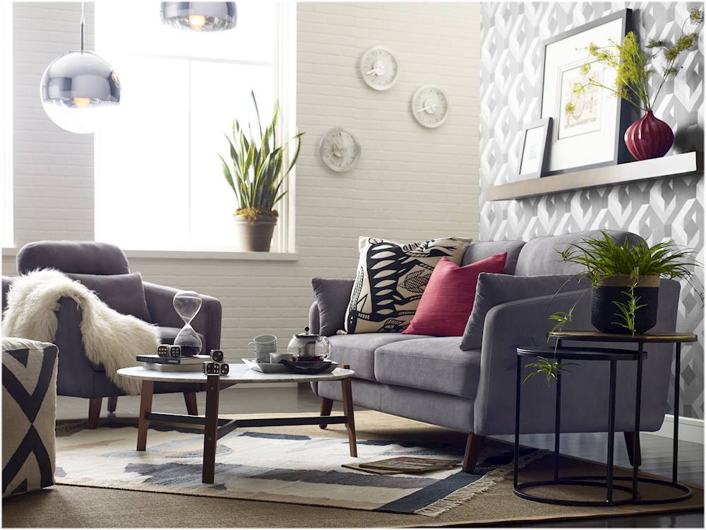 Alt View 15. Elle Decor - Chloe Mid-Century Modern 3-Seat Fabric Sofa - Dark Gray.