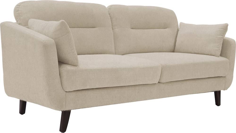 Angle. Elle Decor - Chloe Mid-Century Modern 2-Seat Fabric Loveseat - Beige.