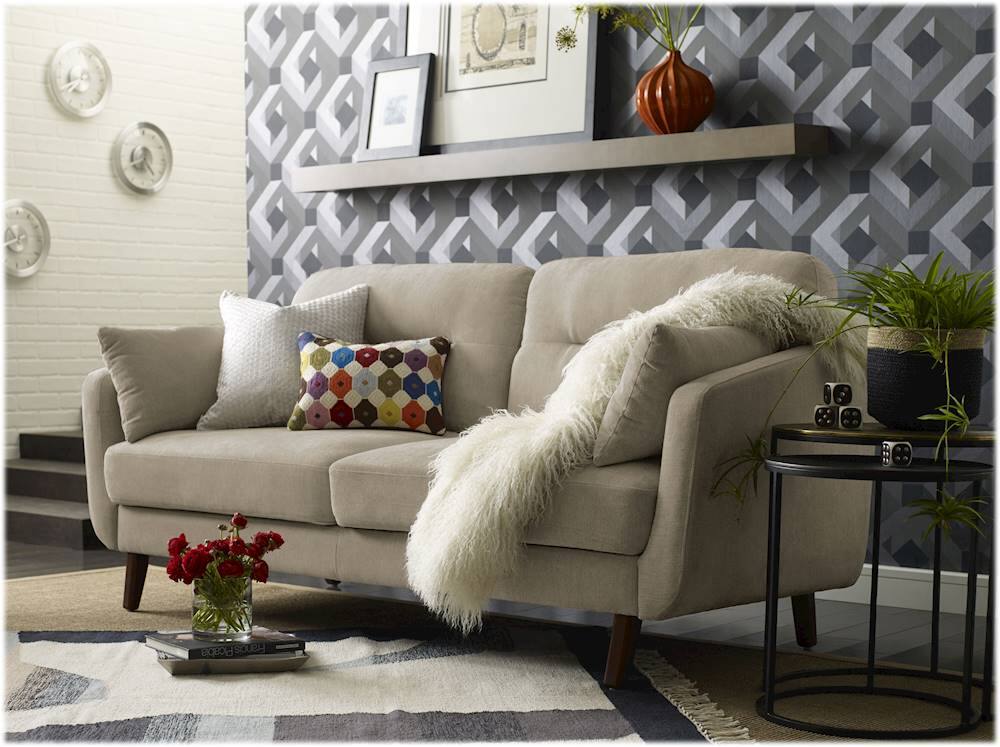 Alt View 15. Elle Decor - Chloe Mid-Century Modern 2-Seat Fabric Loveseat - Beige.