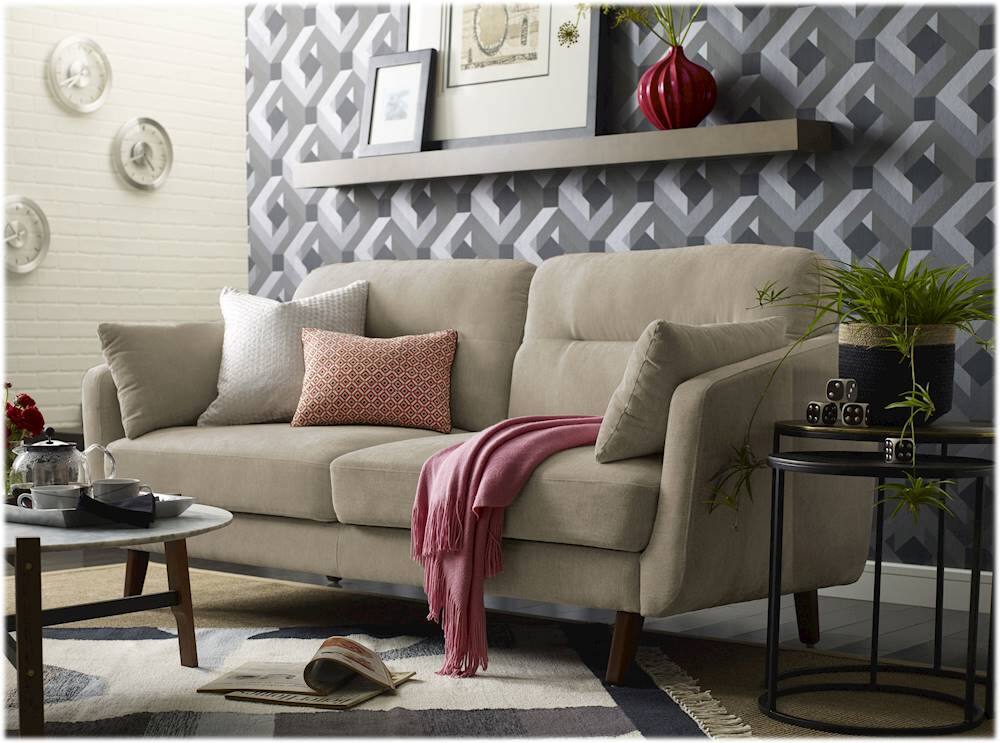 Alt View 16. Elle Decor - Chloe Mid-Century Modern 2-Seat Fabric Loveseat - Beige.