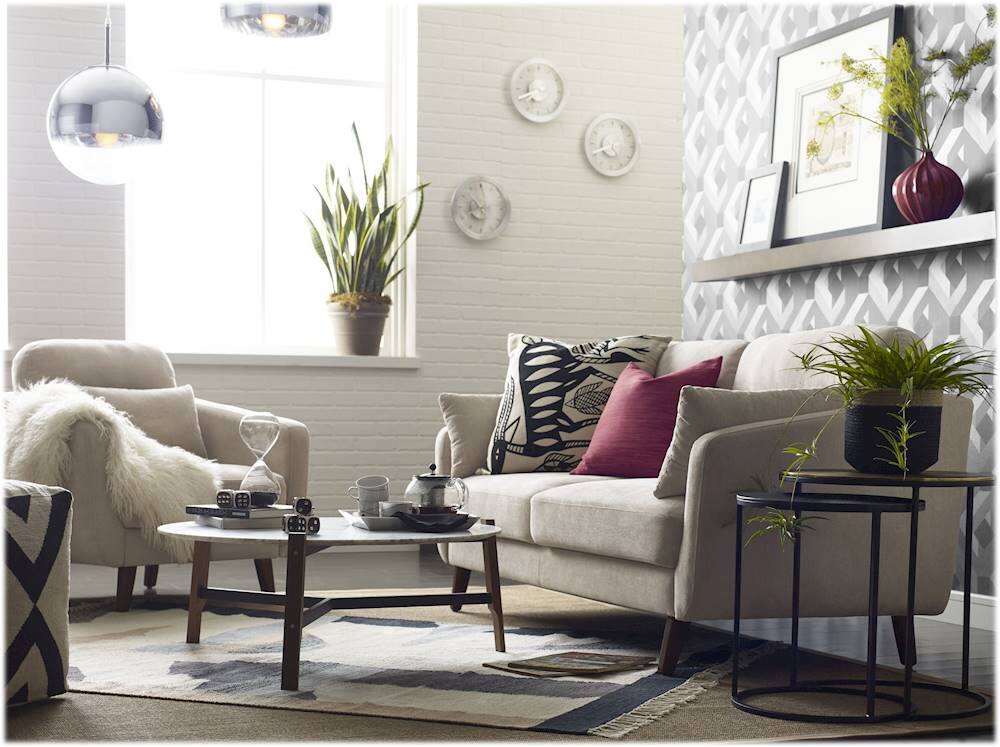 Alt View 17. Elle Decor - Chloe Mid-Century Modern 2-Seat Fabric Loveseat - Beige.