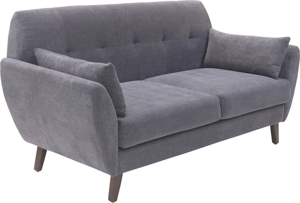 Angle View: Elle Decor - Amelie Mid-Century Modern 3-Seat Fabric Sofa - Dark Gray