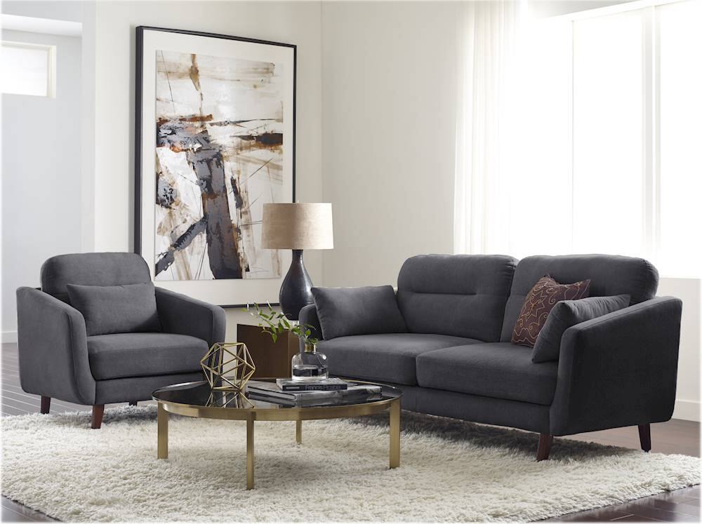 Alt View 14. Serta - Sierra Mid-Century Modern 2-Seat Fabric Loveseat - Slate Gray.