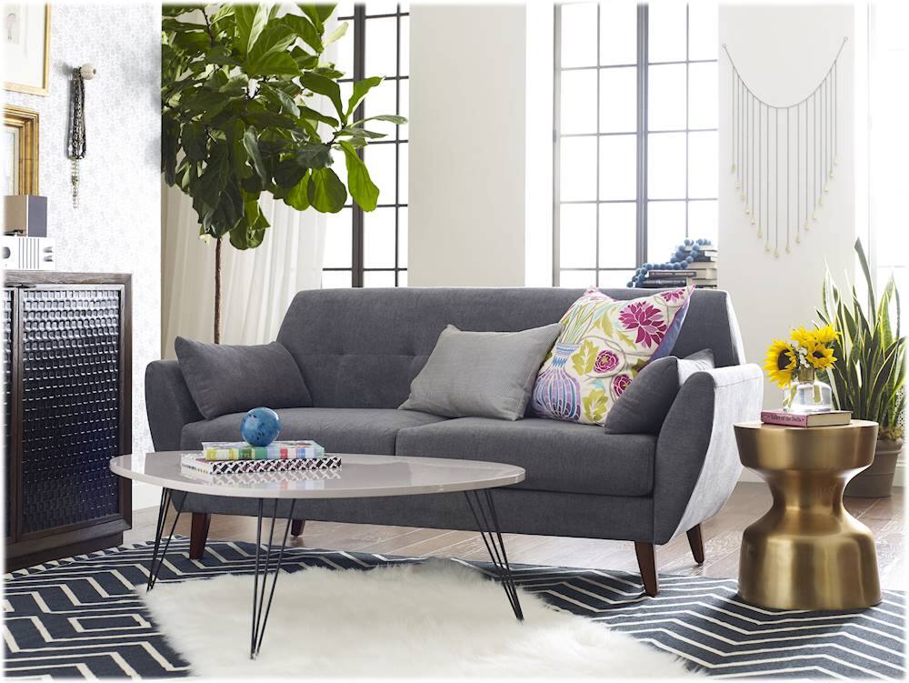 Best Buy Elle Decor Amelie MidCentury Modern 2Seat Fabric Loveseat