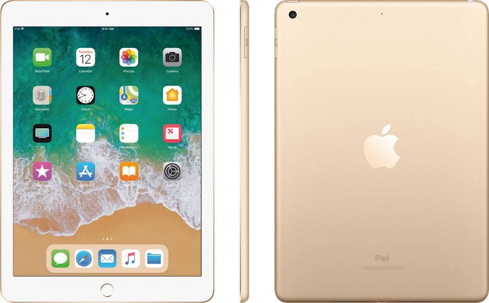 Alt View 11. Apple - Certified Refurbished iPad (5th Generation) (2017) Wi-Fi - 32GB - Gold.