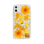 Angle. ROQQ - Blossom Pressed Flowers Case for Apple® iPhone® 11 - Yellow Cosmos.