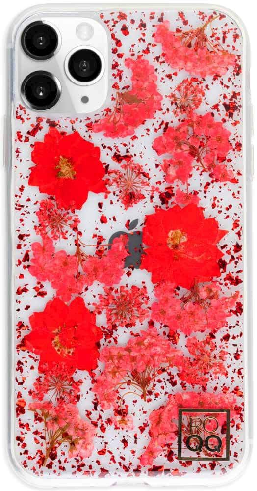 Front. ROQQ - Blossom Series Hard Shell Case for Apple® iPhone® 11 Pro - Red Delphiniums.