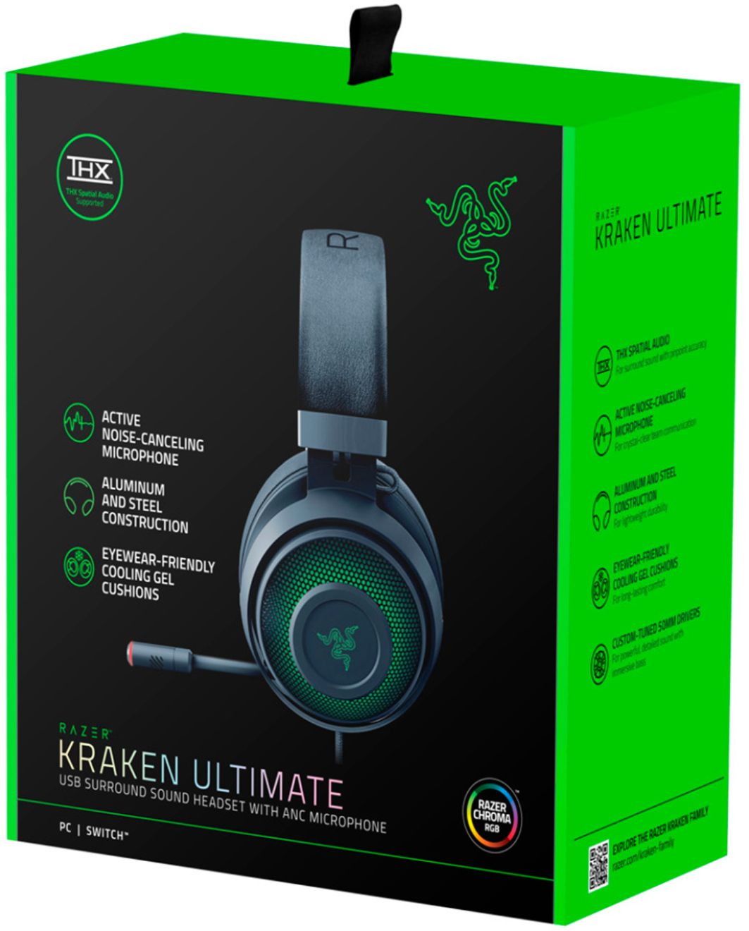 Razer Kraken Ultimate Wired Thx Spatial Audio Gaming Headset For Pc With Rgb Lighting Classic Black Rz04 R3u1 Best Buy
