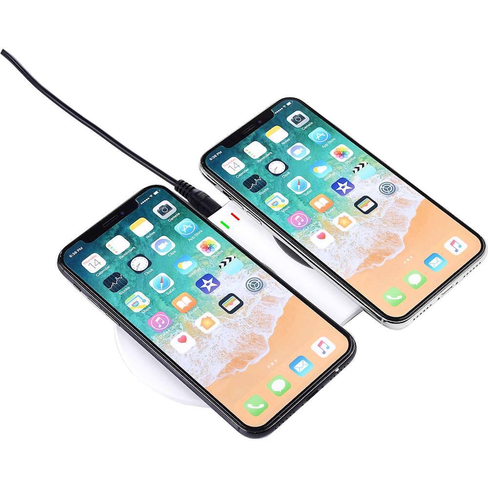 Alt View 12. Azpen - 10W Qi Certified Fast Charge Wireless Charging Pad for iPhone/Android - White.