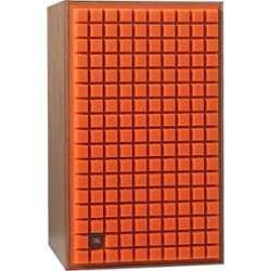 JBL - 12" 3-Way Bookshelf Loudspeakers (Each) - Satin Walnut Wood Veneer with Orange Grille - Front_Zoom