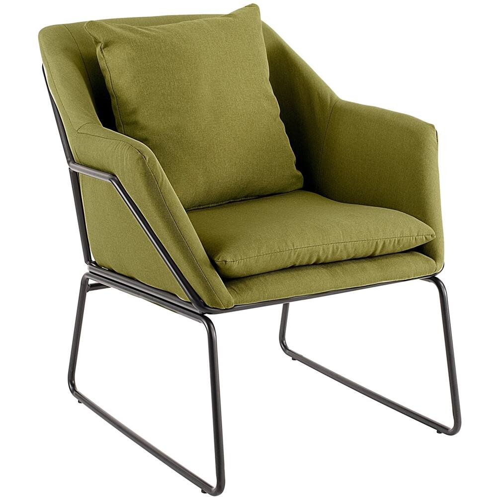 Left View: Elle Decor - Traditional Metal, Polyester & Polyester Blend Fabric Accent Chair - Pistachio