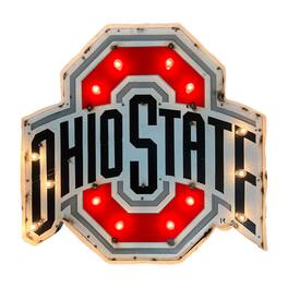 Imperial - Ohio State Buckeyes Logo Lighted Recycled Metal Sign - Multicolor