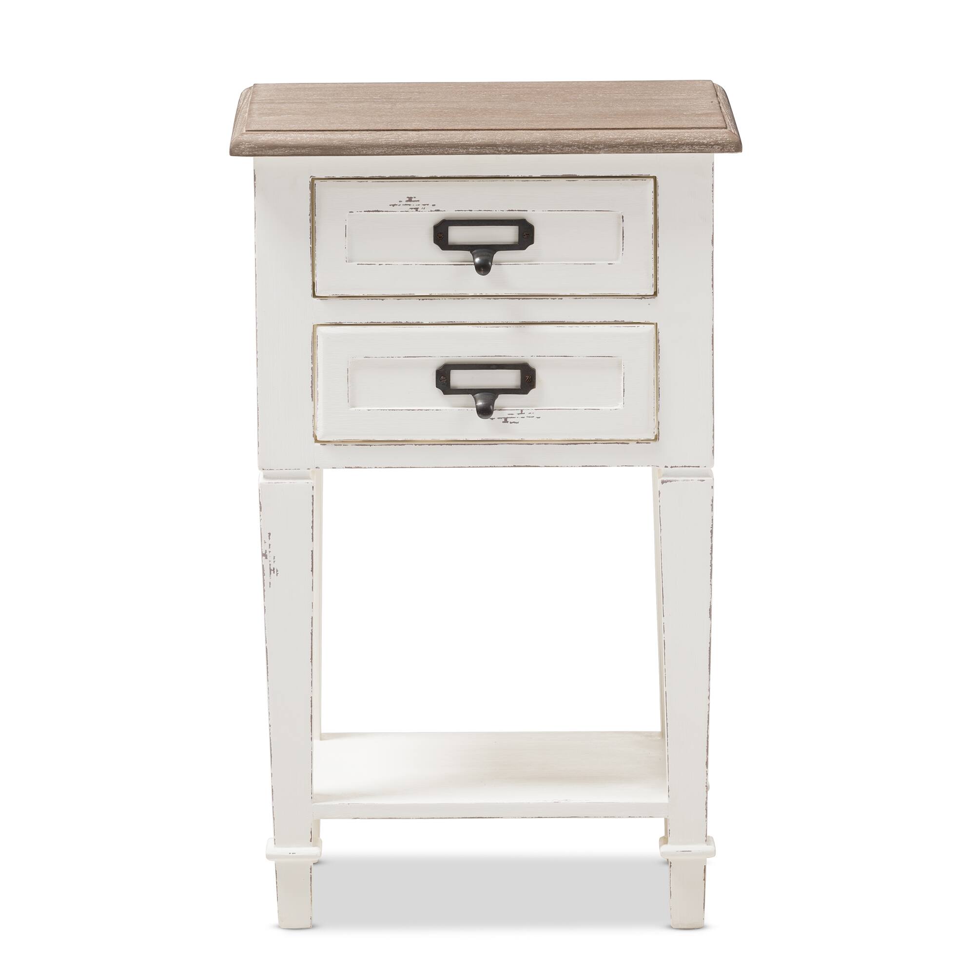 Left. Baxton Studio - Dauphine Provincial Style Weathered Oak and Wash Distressed Finish Wood Nightstand - White/Natural.
