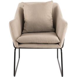 Elle Decor - Elle Décor Traditional Metal, Polyester & Polyester Blend Fabric Accent Chair - Cream