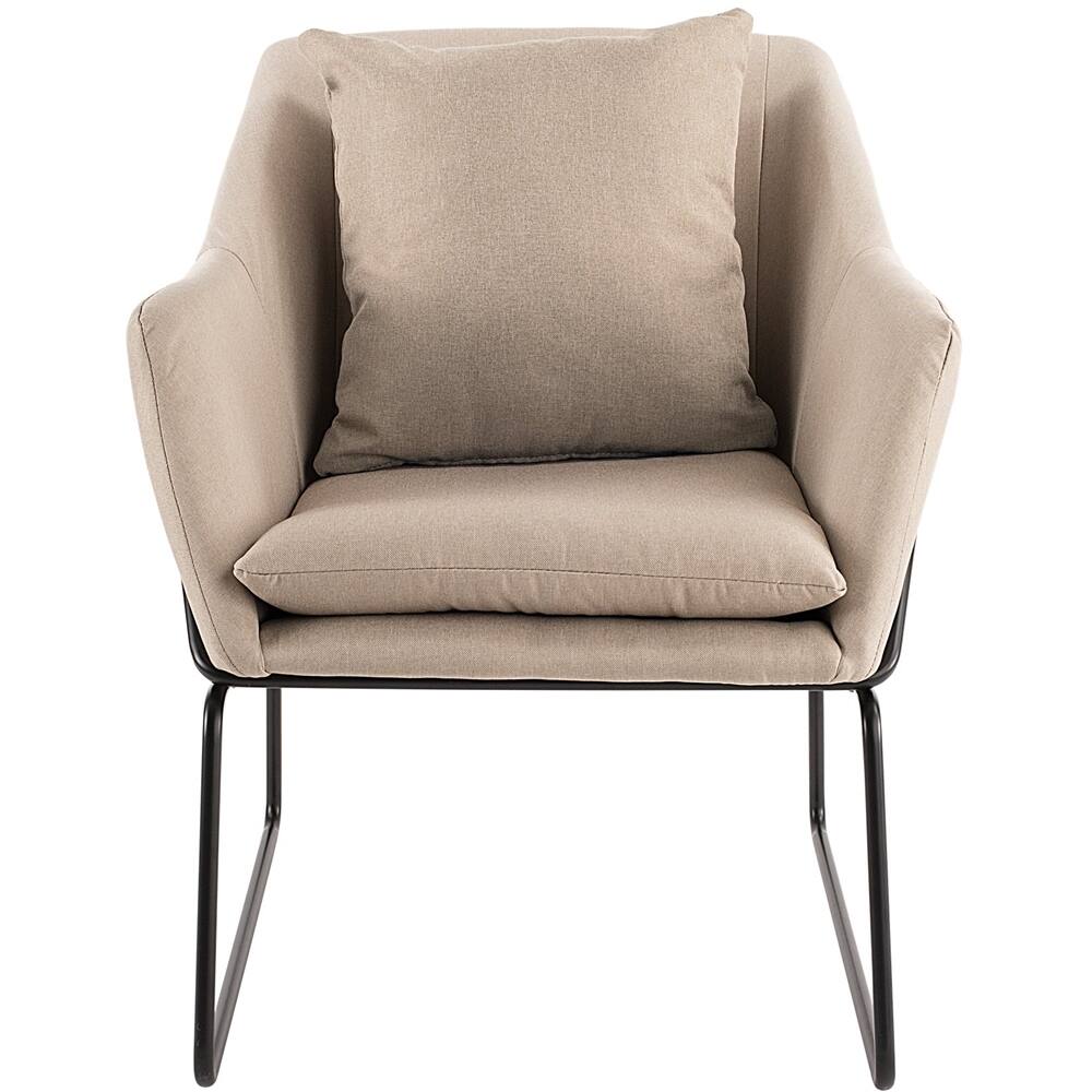 Front. Elle Decor - Elle Décor Traditional Metal, Polyester & Polyester Blend Fabric Accent Chair - Cream.