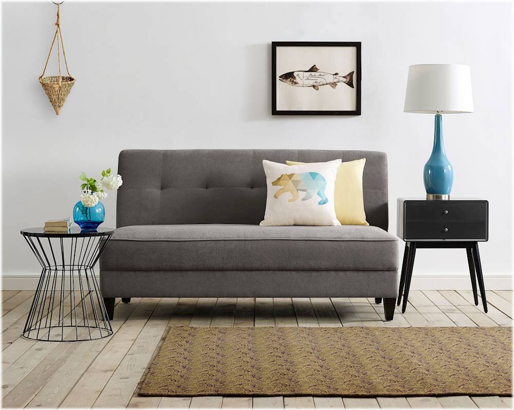Alt View 17. Elle Decor - Yvonne 3-Seat Fabric Sofa - Dark Gray.