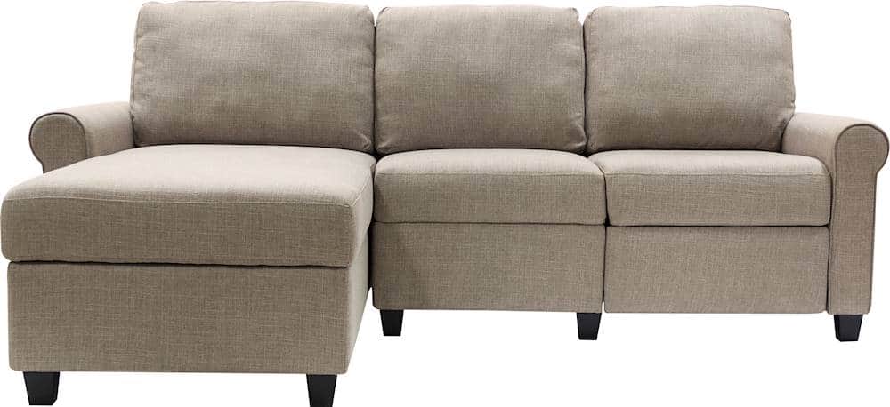 Front. Serta - Copenhagen Fabric Reclining Sectional - Oatmeal.