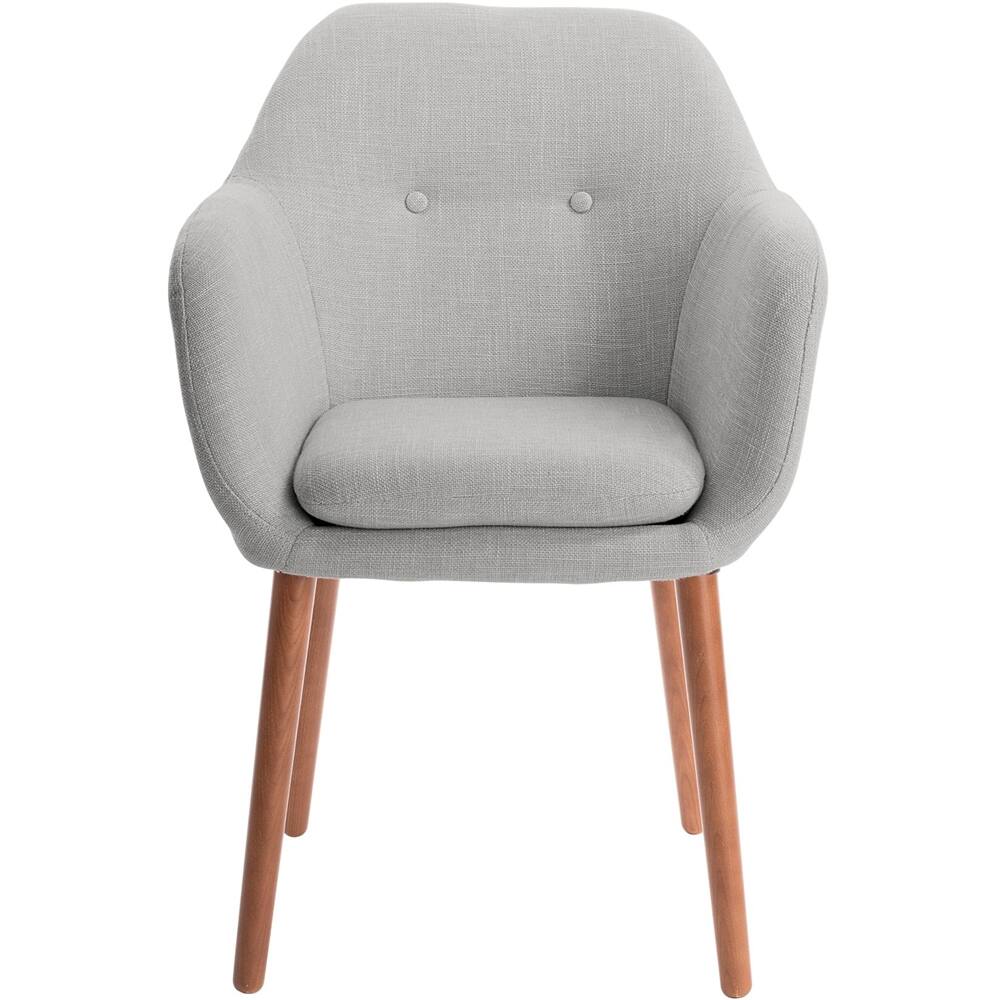 Front. Elle Decor - Mid-Century Modern Polyester, Wood & Polyester Blend Fabric Accent Chair - French Gray.