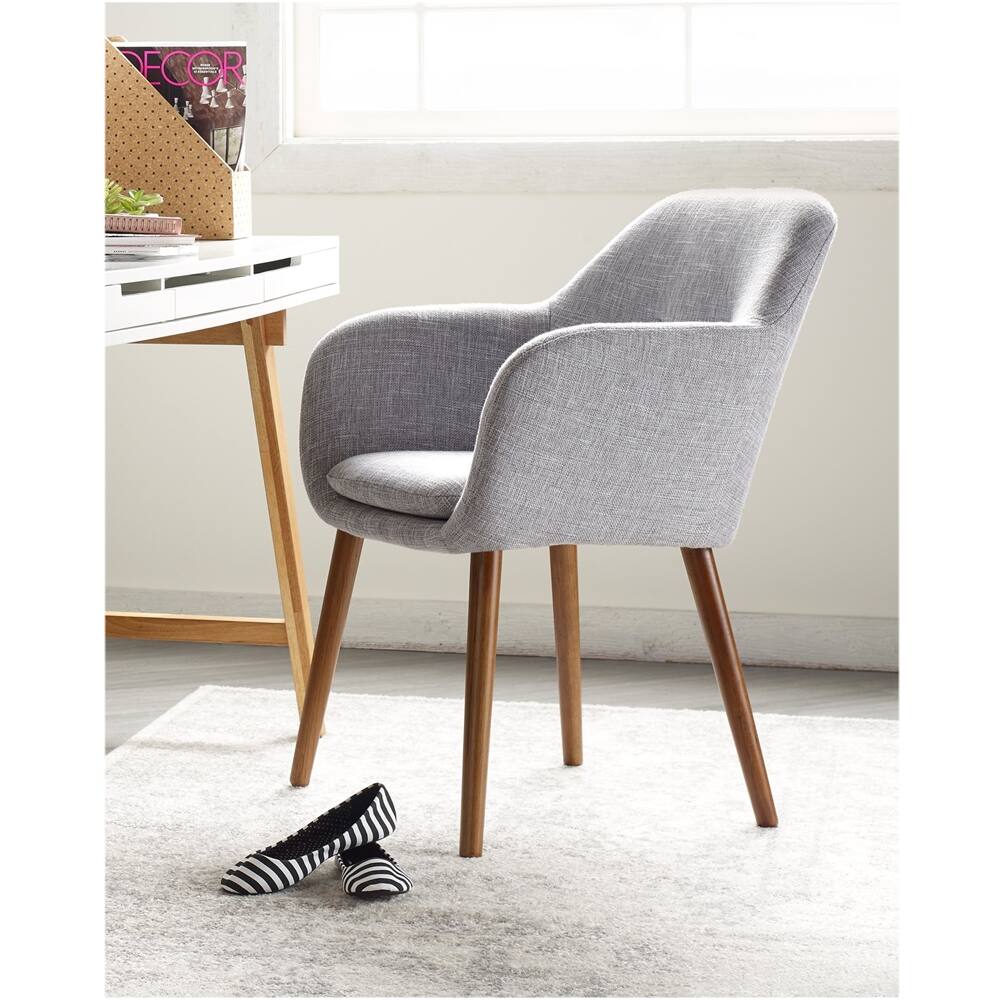Alt View 12. Elle Decor - Mid-Century Modern Polyester, Wood & Polyester Blend Fabric Accent Chair - French Gray.