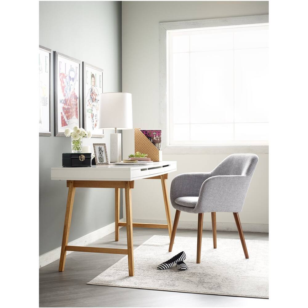Alt View 13. Elle Decor - Mid-Century Modern Polyester, Wood & Polyester Blend Fabric Accent Chair - French Gray.