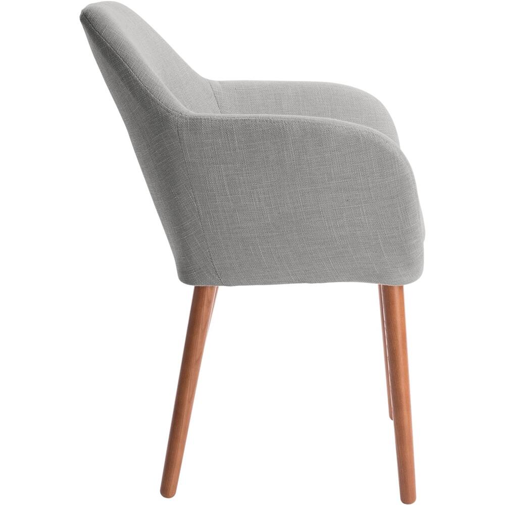 Left. Elle Decor - Mid-Century Modern Polyester, Wood & Polyester Blend Fabric Accent Chair - French Gray.