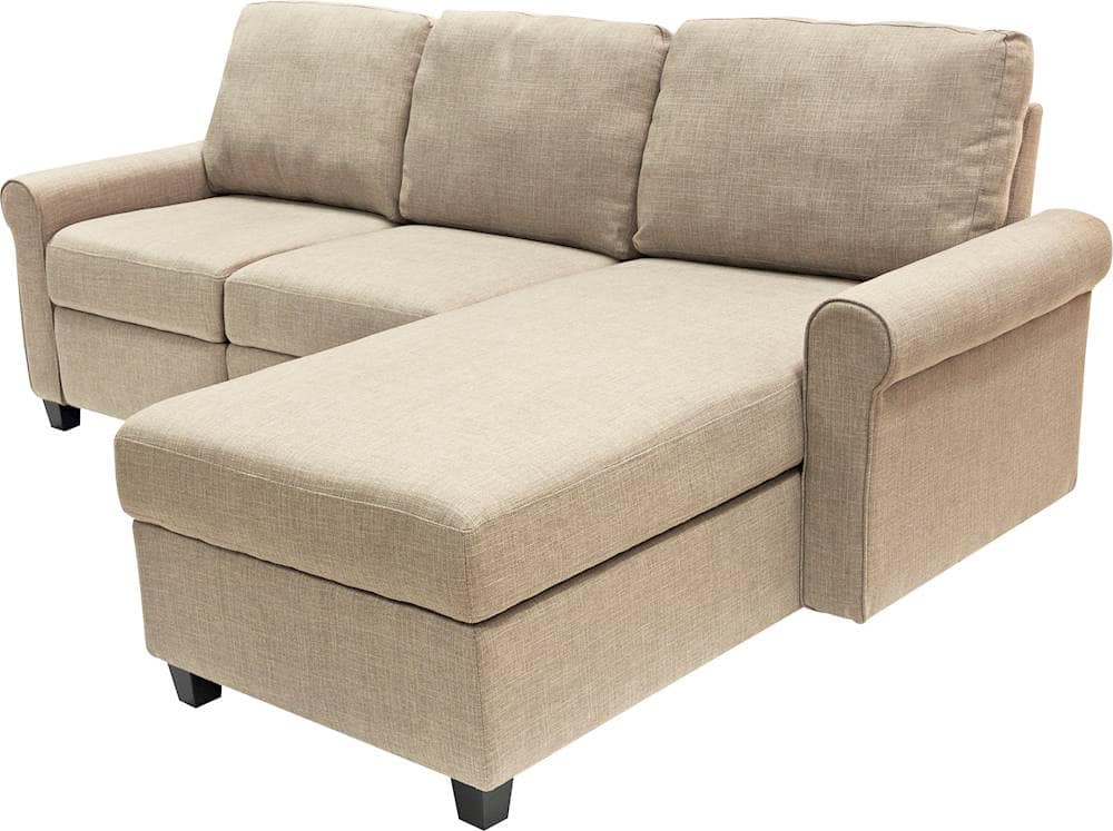 Left View: Serta - Copenhagen 3-Seat Fabric Sofa - Light Gray