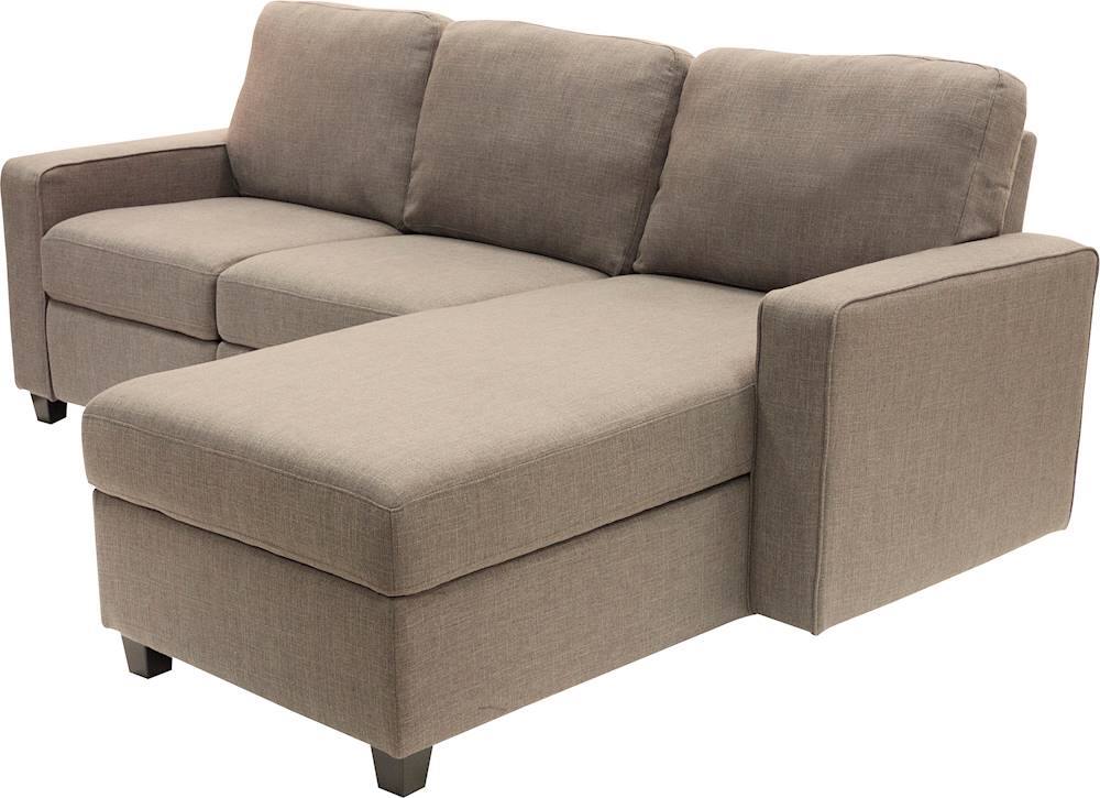 Left View: Serta - Palisades Contemporary Fabric Reclining Sectional - Oatmeal