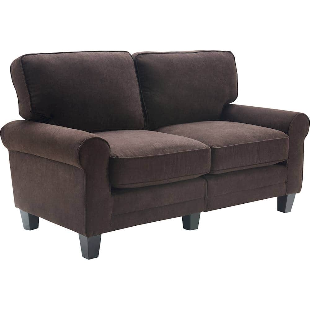 Angle View: Serta - Copenhagen 2-Seat Polyester Fabric Loveseat - Dark Brown