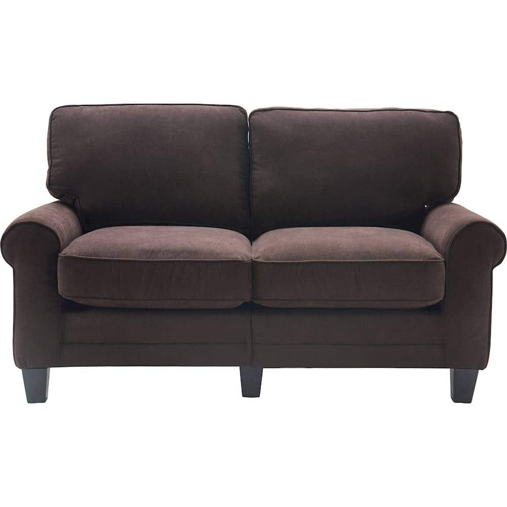 Serta - Copenhagen 2-Seat Polyester Fabric Loveseat - Dark Brown - Front_Zoom
