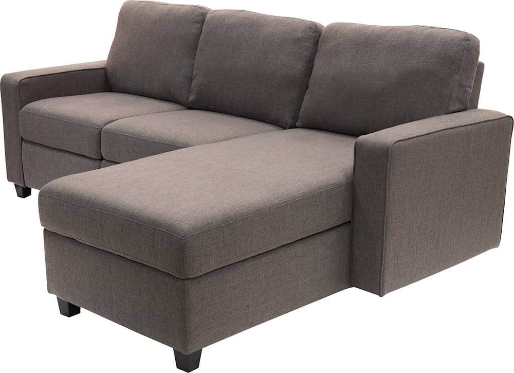 Left View: Serta - Palisades Contemporary Fabric Reclining Sectional - Oatmeal