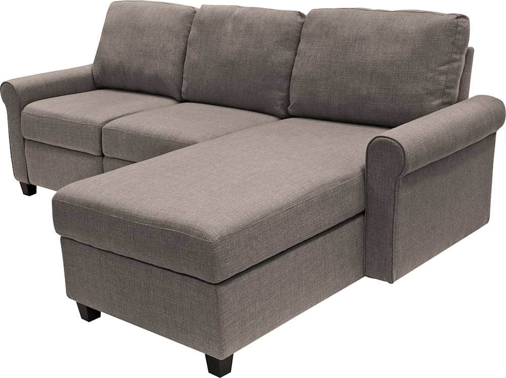 Left View: Serta - Copenhagen Fabric Reclining Sectional - Gray