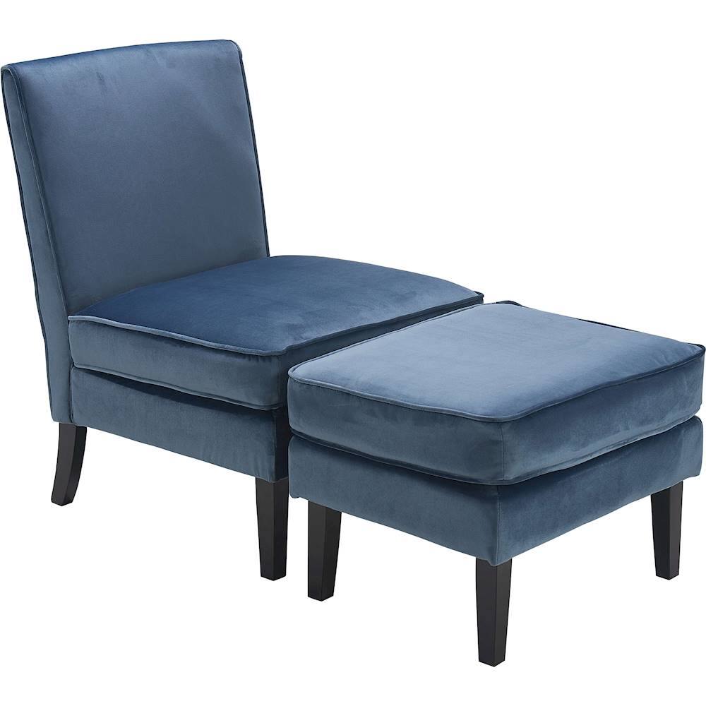 Angle View: Elle Decor - Olivia Chair with Ottoman - Cobalt