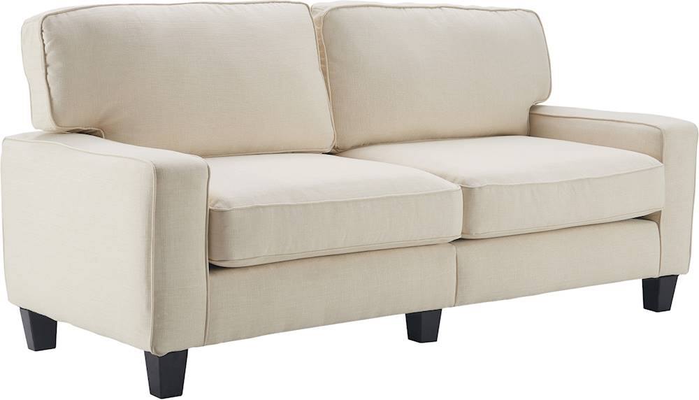 Angle. Serta - Palisades Modern 3-Seat Fabric Sofa - Buttercream.