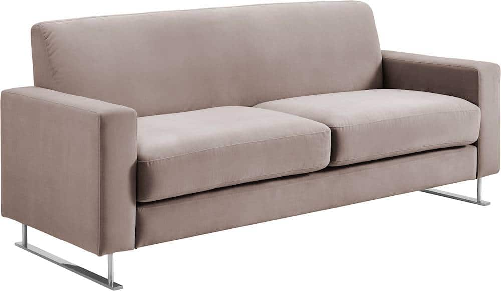 Angle View: Elle Decor - Baylie Modern 3-Seat Velvet Sofa - French Taupe Velvet