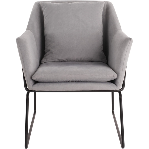Elle Decor - Traditional Metal, Polyester & Polyester Blend Fabric Accent Chair - French Gray