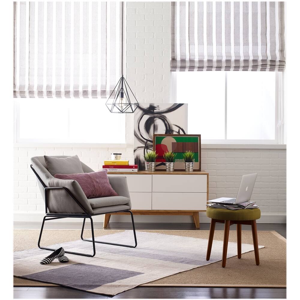 Alt View 14. Elle Decor - Traditional Metal, Polyester & Polyester Blend Fabric Accent Chair - French Gray.