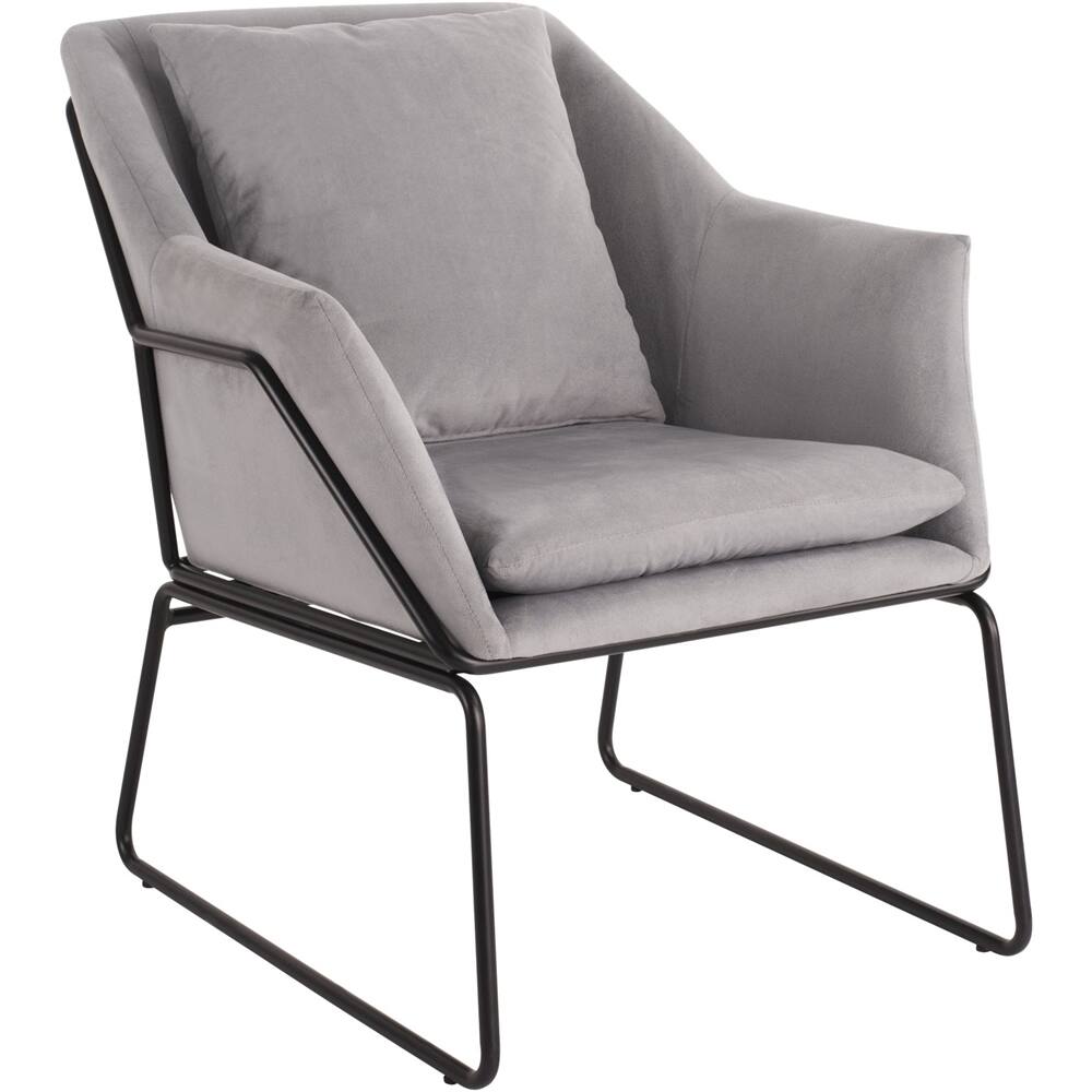 Left View: Elle Decor - Traditional Metal, Polyester & Polyester Blend Fabric Accent Chair - French Gray