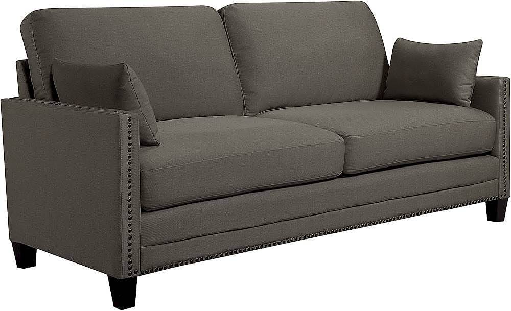 Angle View: Elle Decor - Bella 3-Seat Woven Fabric Sofa - Gray