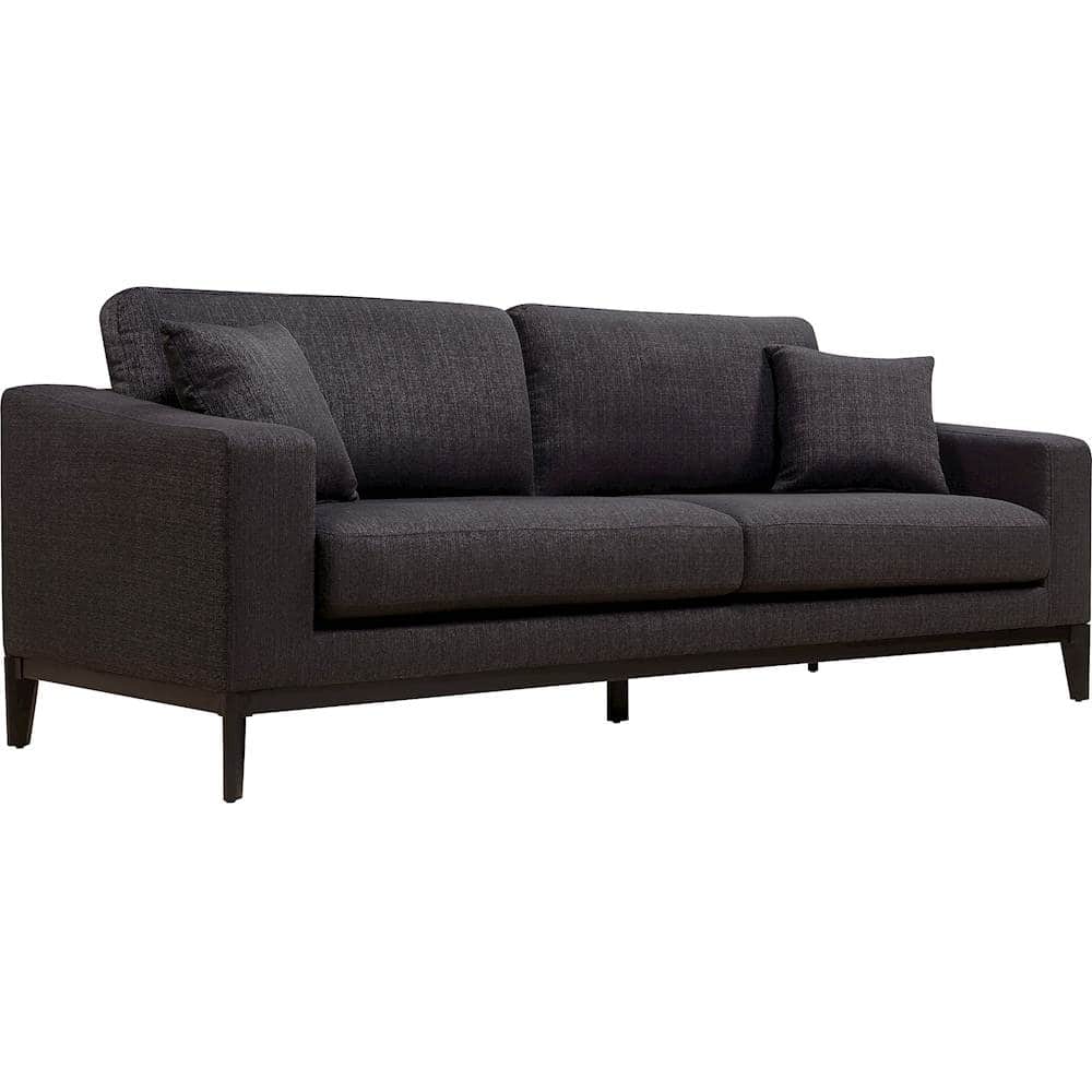 Angle. Elle Decor - Olivia 3-Seat Fabric Sofa - Charcoal.