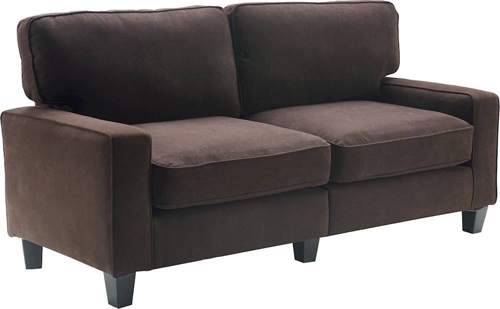 Angle. Serta - Palisades Modern 3-Seat Fabric Sofa - Dark Brown.