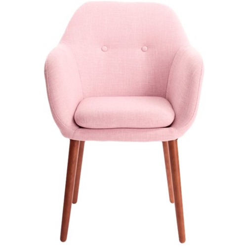 Elle Decor - Mid-Century Modern Polyester, Wood & Polyester Blend Fabric Accent Chair - French Blush