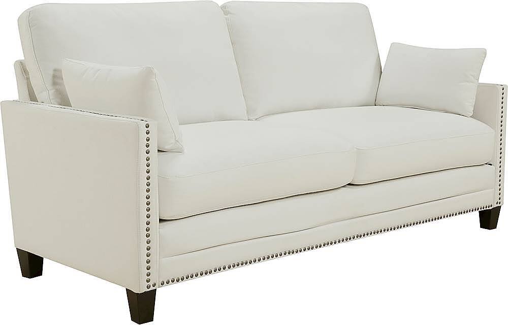 Angle View: Elle Decor - Bella 3-Seat Woven Fabric Sofa - Ivory