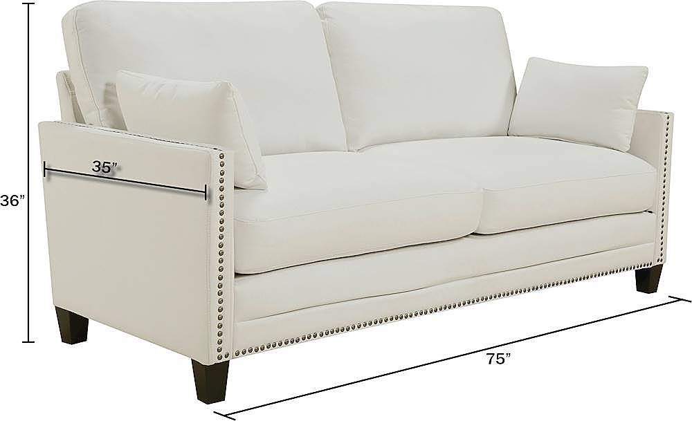 Best Buy: Elle Decor Bella 3-Seat Woven Fabric Sofa Ivory FF17007E