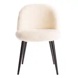 Elle Decor - Modern Wood & Faux Fur Accent Chair - Cream